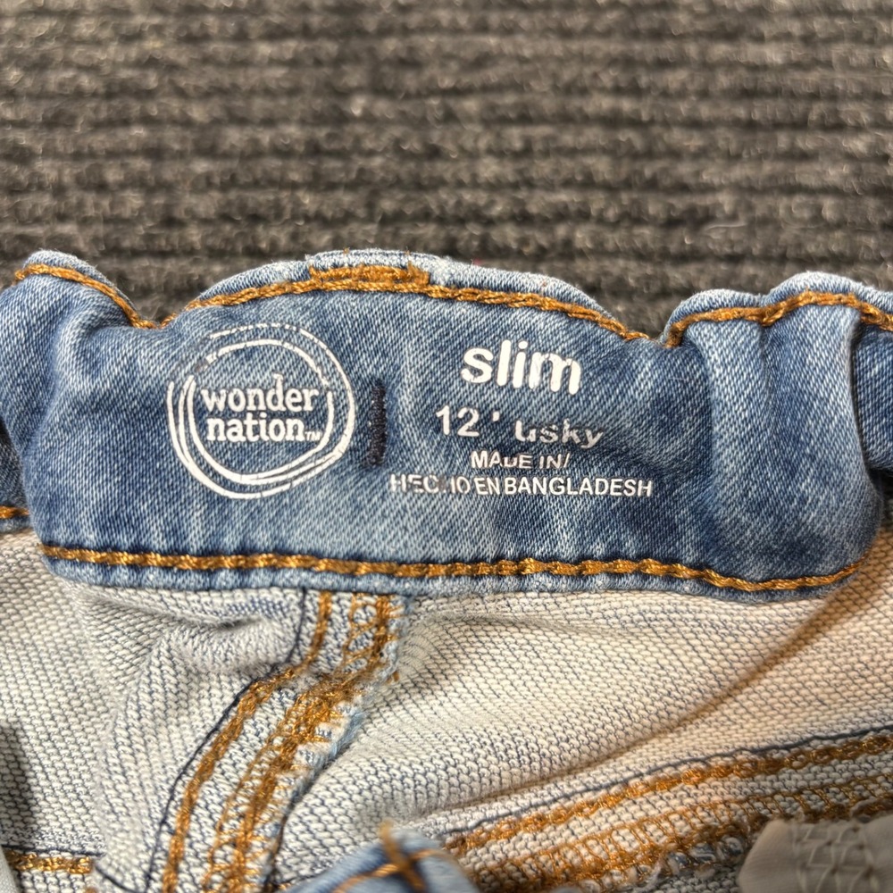 Wonder Nation Boys Jeans Bundle Size 12 Slim Blue Relaxed Grey Denim Pants 2pk - Picture 3 of 5